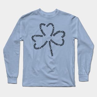 Saxophone Text Shamrock Long Sleeve T-Shirt